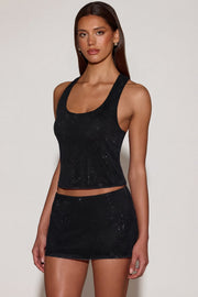 Oh Polly Aine 14968 top noir strass taille 34-46