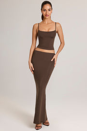 Oh Polly Avenley jupe maxi sirène marron chocolat