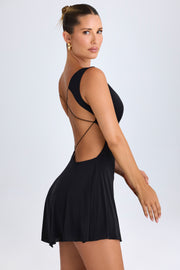 Oh Polly Kalista mini-robe noire dos ouvert décolleté