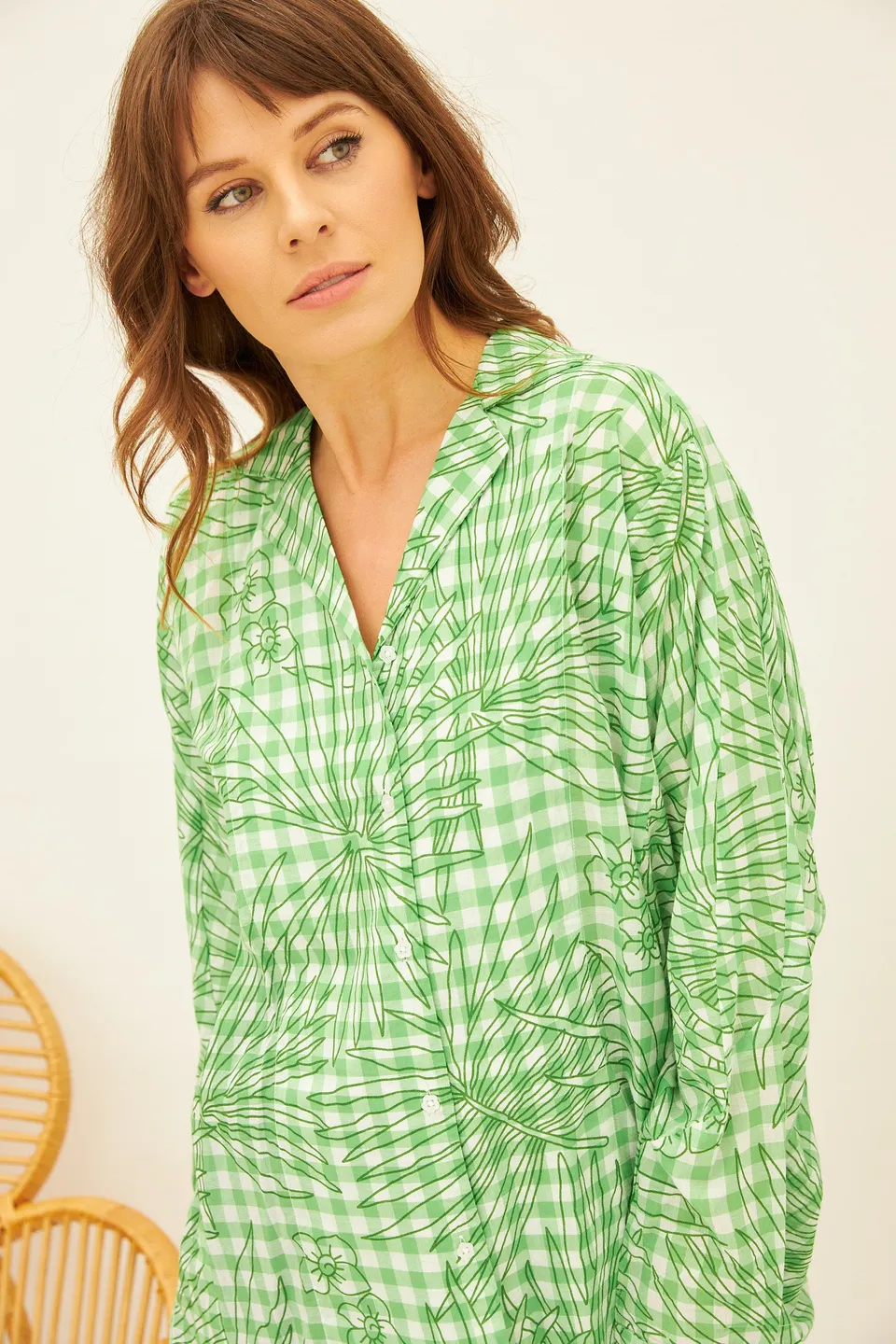 Chicosoleil Gina chemise coton vichy bohème vert