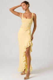 Oh Polly 13141 Robina robe corset jaune sequins