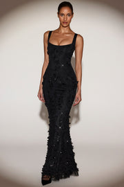 Oh Polly Embellished Vasanta robe corset noire sequins
