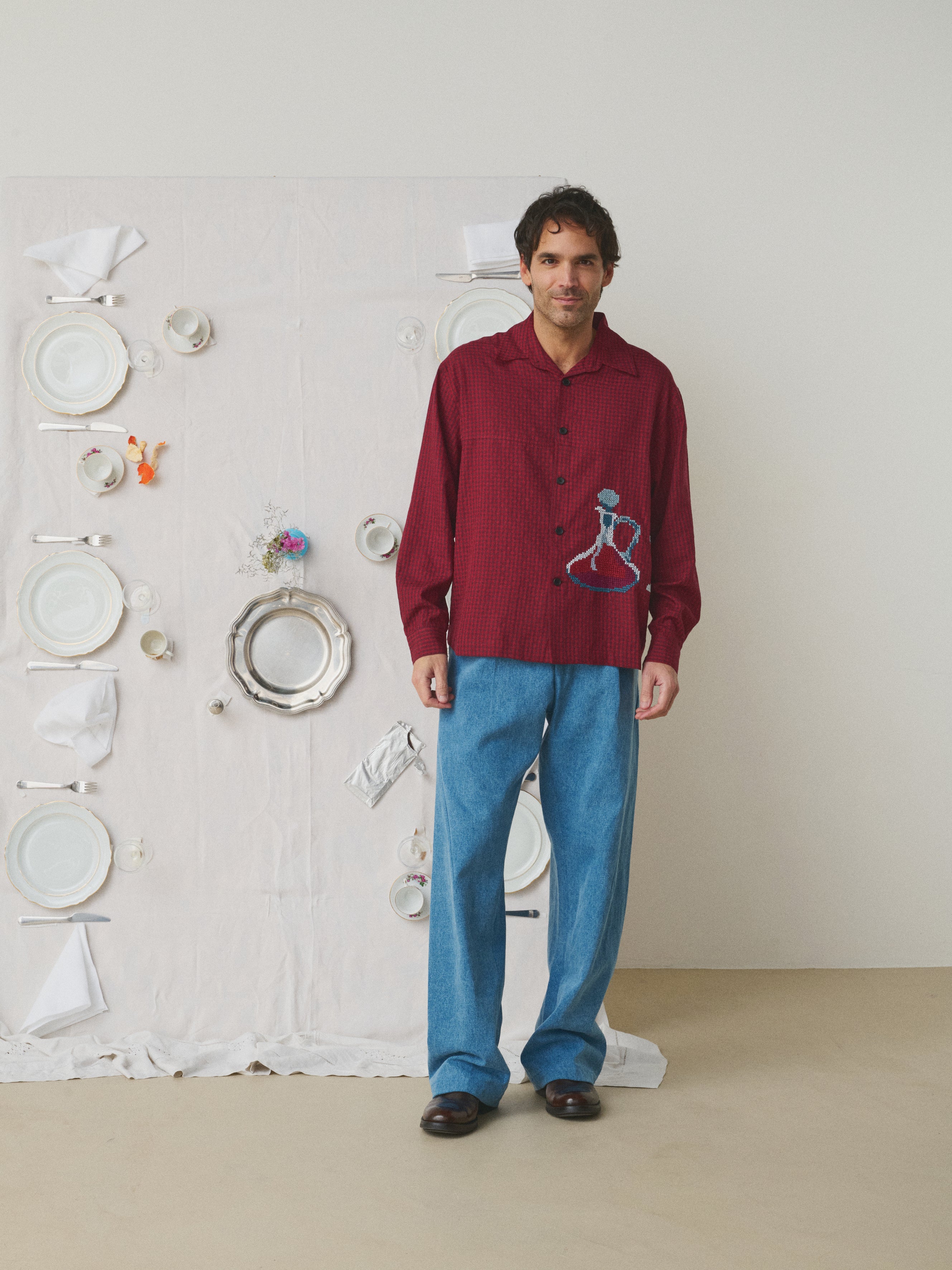 Chemise Babu Mii à table carreaux homme coton, taille M