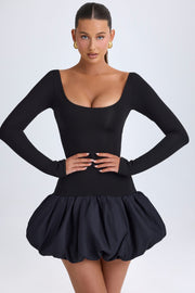 Oh Polly Delphi robe mini noire modal taille basse bubble
