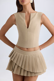Oh Polly Nada mini jupe plissée camel taille basse