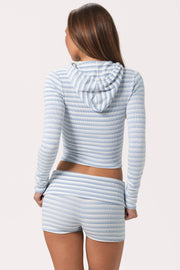 Oh Polly Shorts mini short jersey bleu rayé