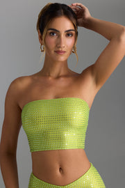 Oh Polly Nanaka Top bandeau strass vert poire dos nu