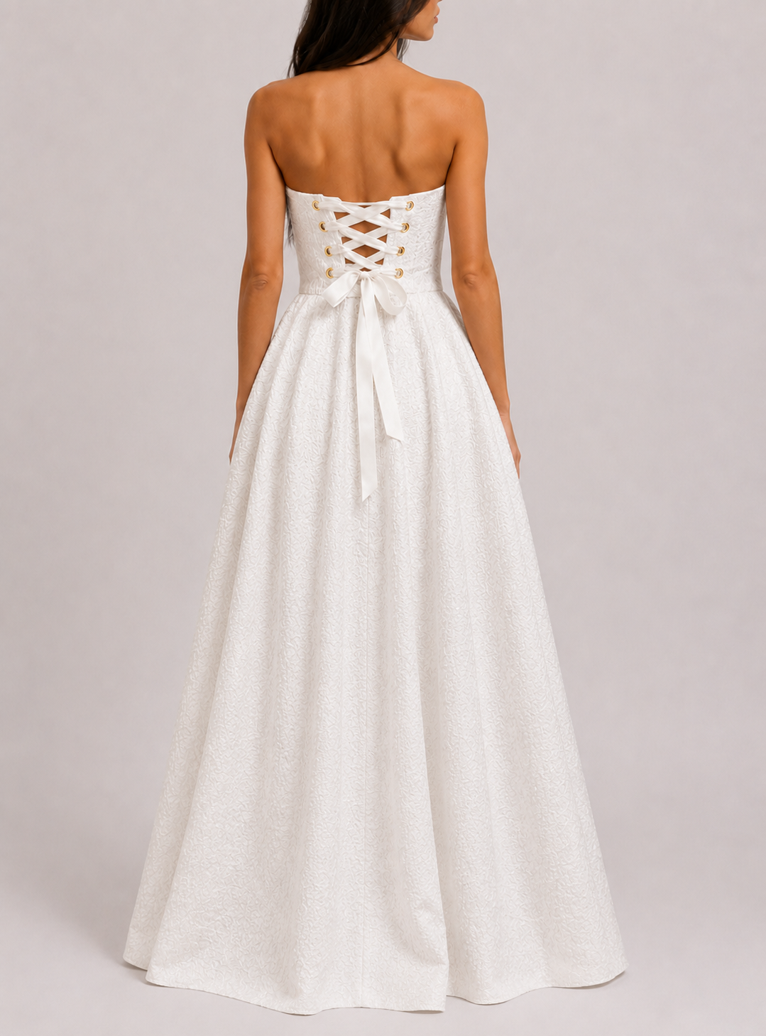 The Ethiquette Mirage robe longue blanche Diamant tweed