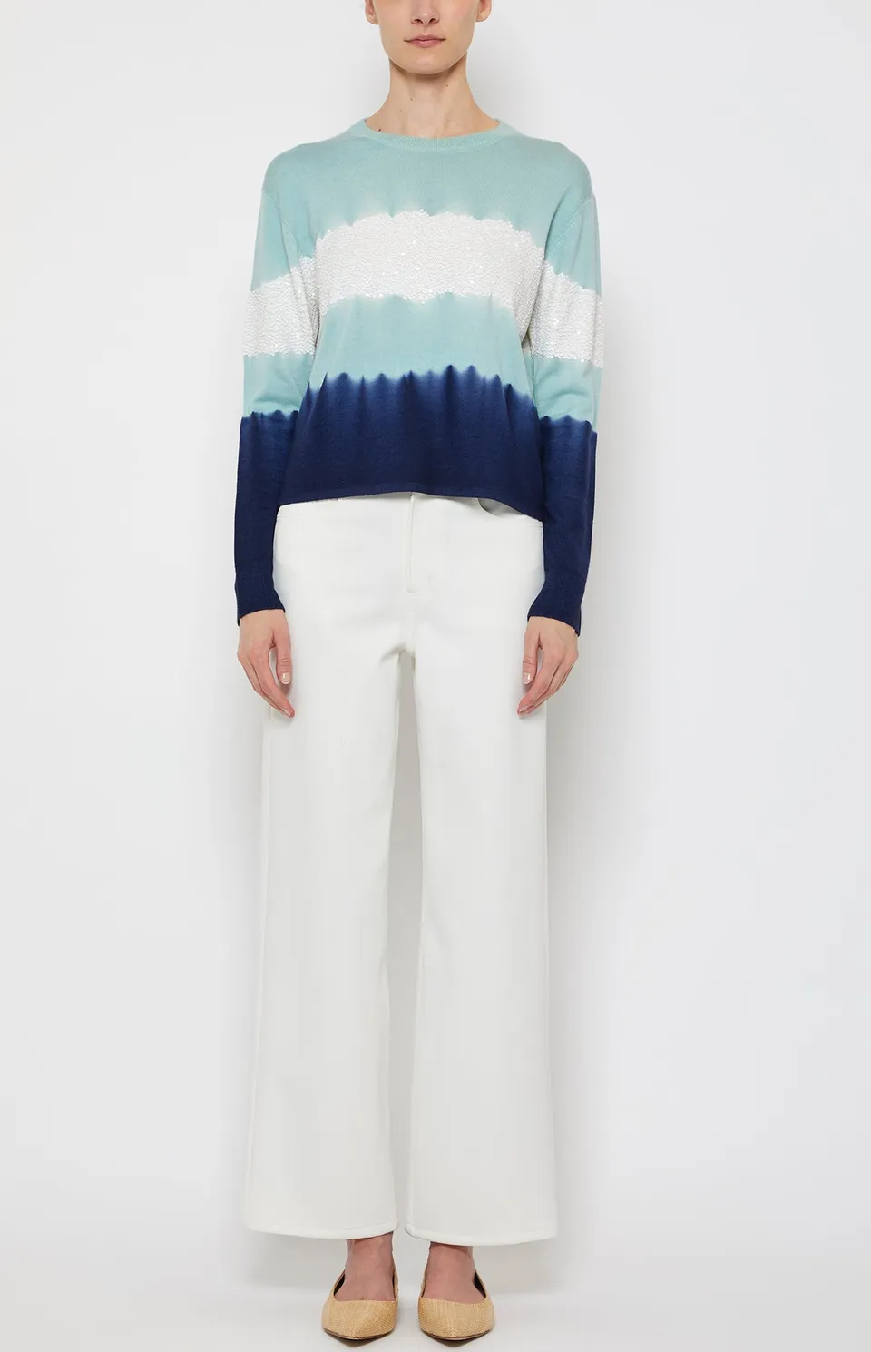 Prabal Gurung Embroidered Stripe pull bleu laine cachemire