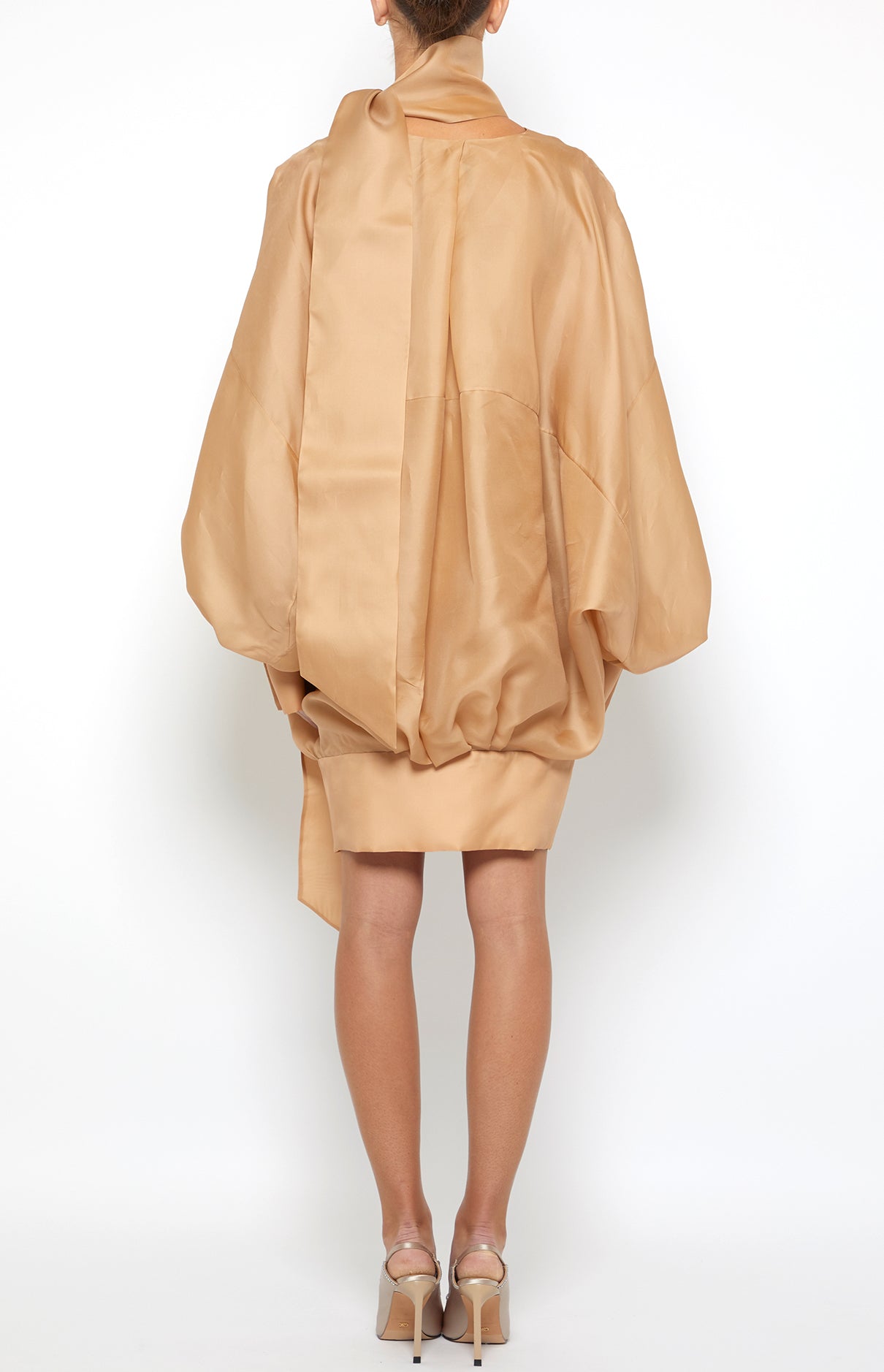 Prabal Gurung Curled Collar manteau nude soie 0 à 14