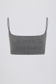 Oh Polly Tops BT2302 brassière col carré gris foncé coton
