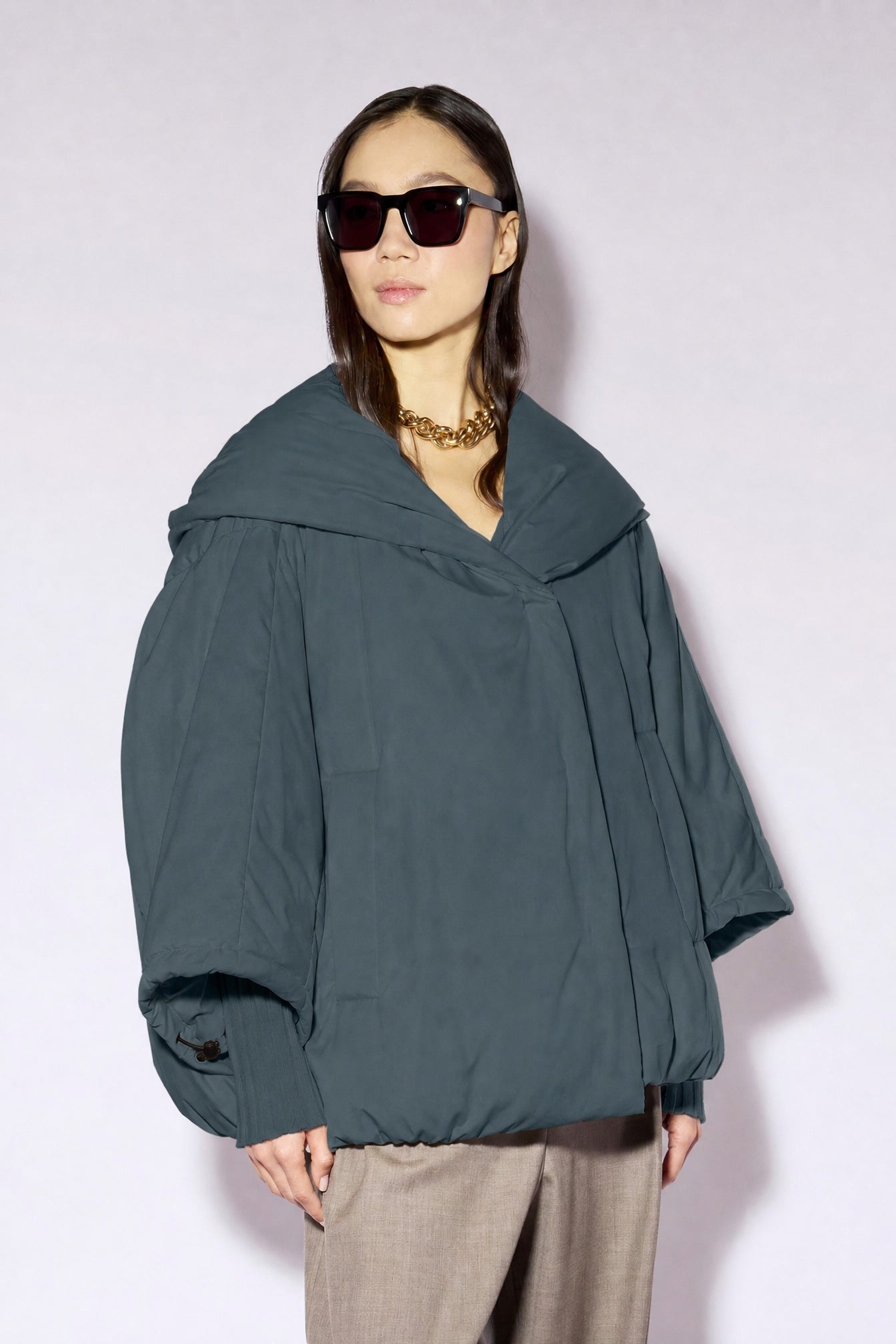Liviana Conti Peter doudoune cape satin noir taille M