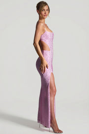 Oh Polly Lucienne robe maxi sirène rose pivoine strass