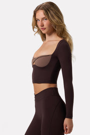 Bo+Tee Soft Active Top Sport Twist Marron Espresso Court