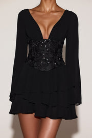 Oh Polly Reinara 15621 mini robe corset noire strass
