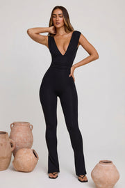 Oh Polly Romana 7744 combinaison noire col plongeant