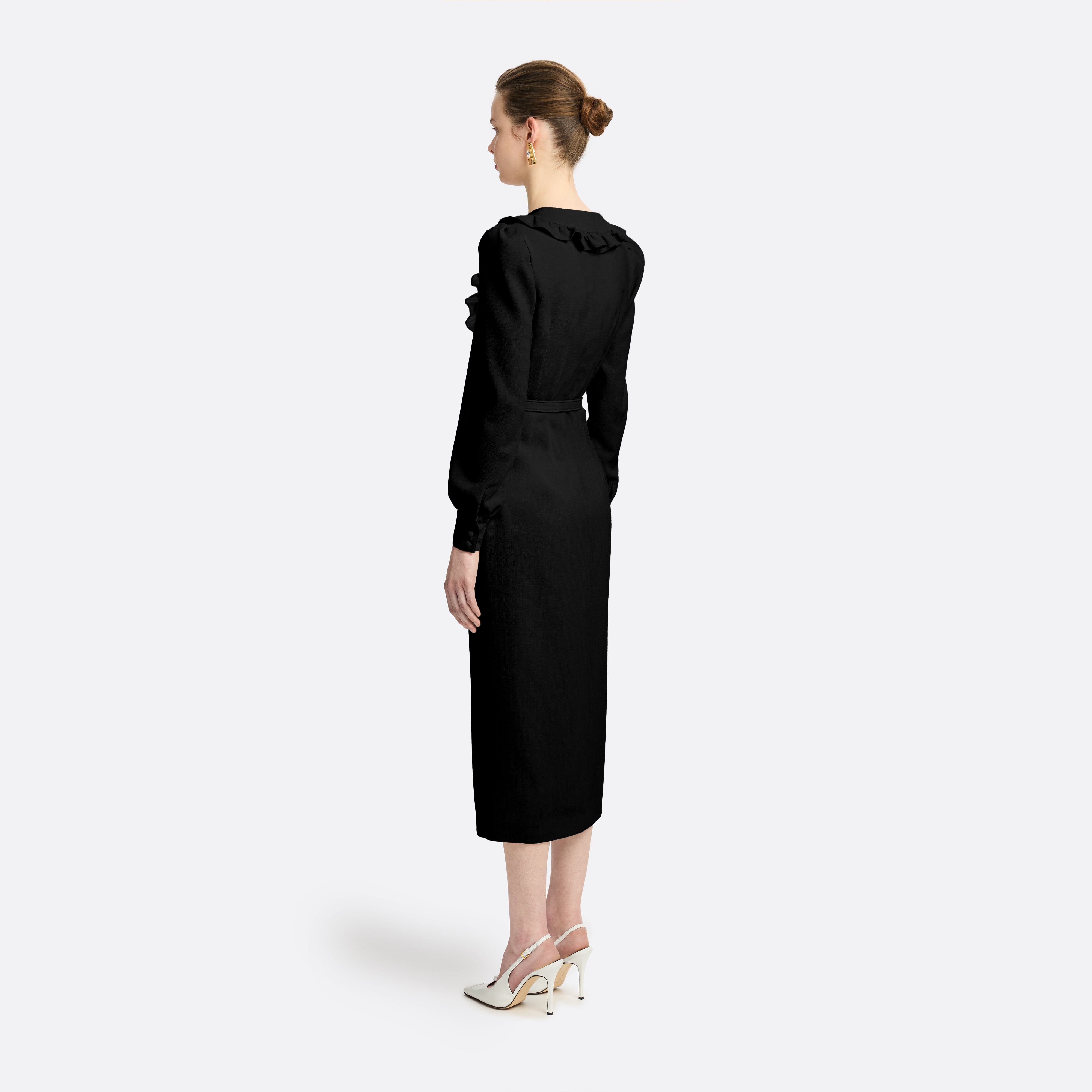 Alessandra Rich robe midi laine col V noire 36