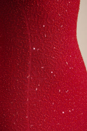 Oh Polly Embellished La Rochette 6750 robe maxi rouge perles