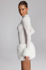 Oh Polly Belladonna 14743 mini robe blanche fourrure