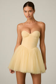 Oh Polly Dottie robe mini corset tulle jaune bustier