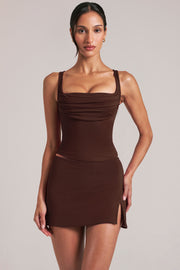 Oh Polly Tops haut marron chocolat col carré modal 16014