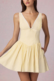 Oh Polly Marissa mini robe jaune rayé noeud coton