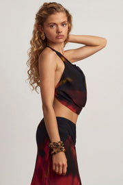 Oh Polly Tops Keika top crop rouge imprimé