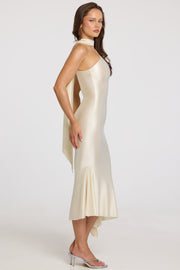 Oh Polly Shaya 11995 Robe midaxi ivoire asymétrique