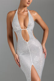 Oh Polly Embellished Amberly 9986 robe longue blanche strass