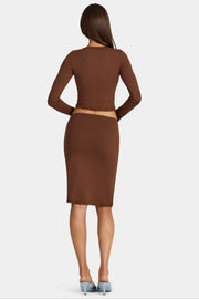 Oh Polly Skirts Perdy Jupe Midi Marron Dentelle Modal