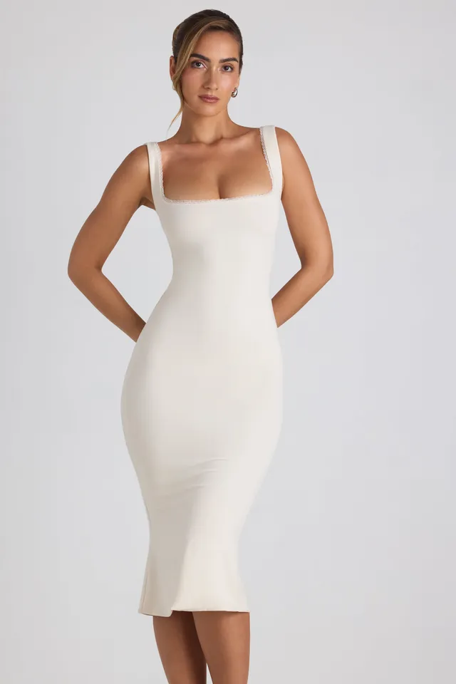 Oh Polly Navi robe midaxi ivoire dentelle modal