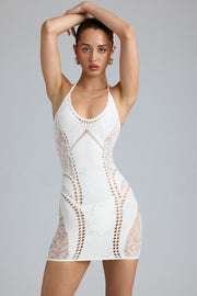 Oh Polly Tori robe mini ivoire licou strass dos nu