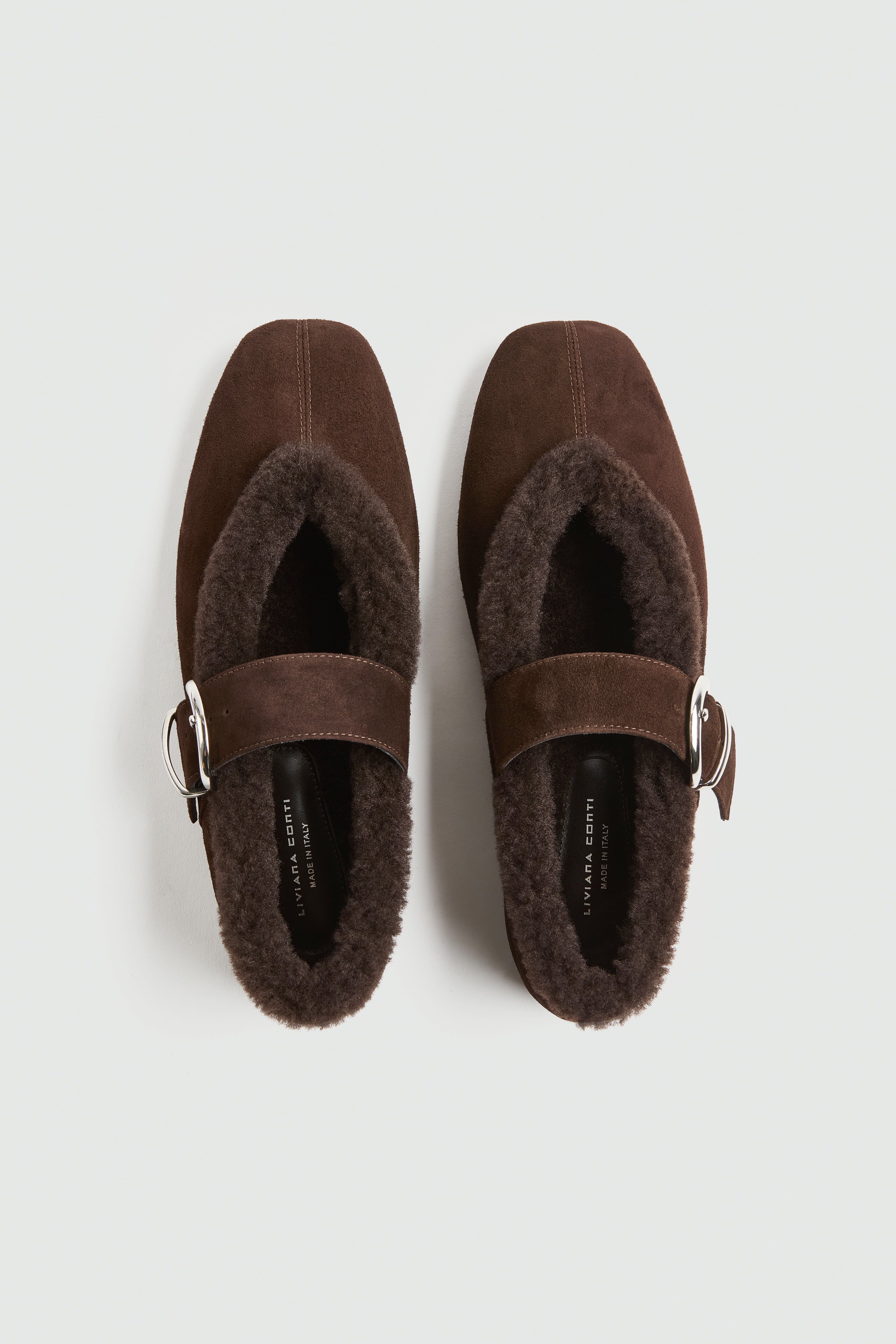 Liviana Conti Solene ballerines CACAO daim boucle