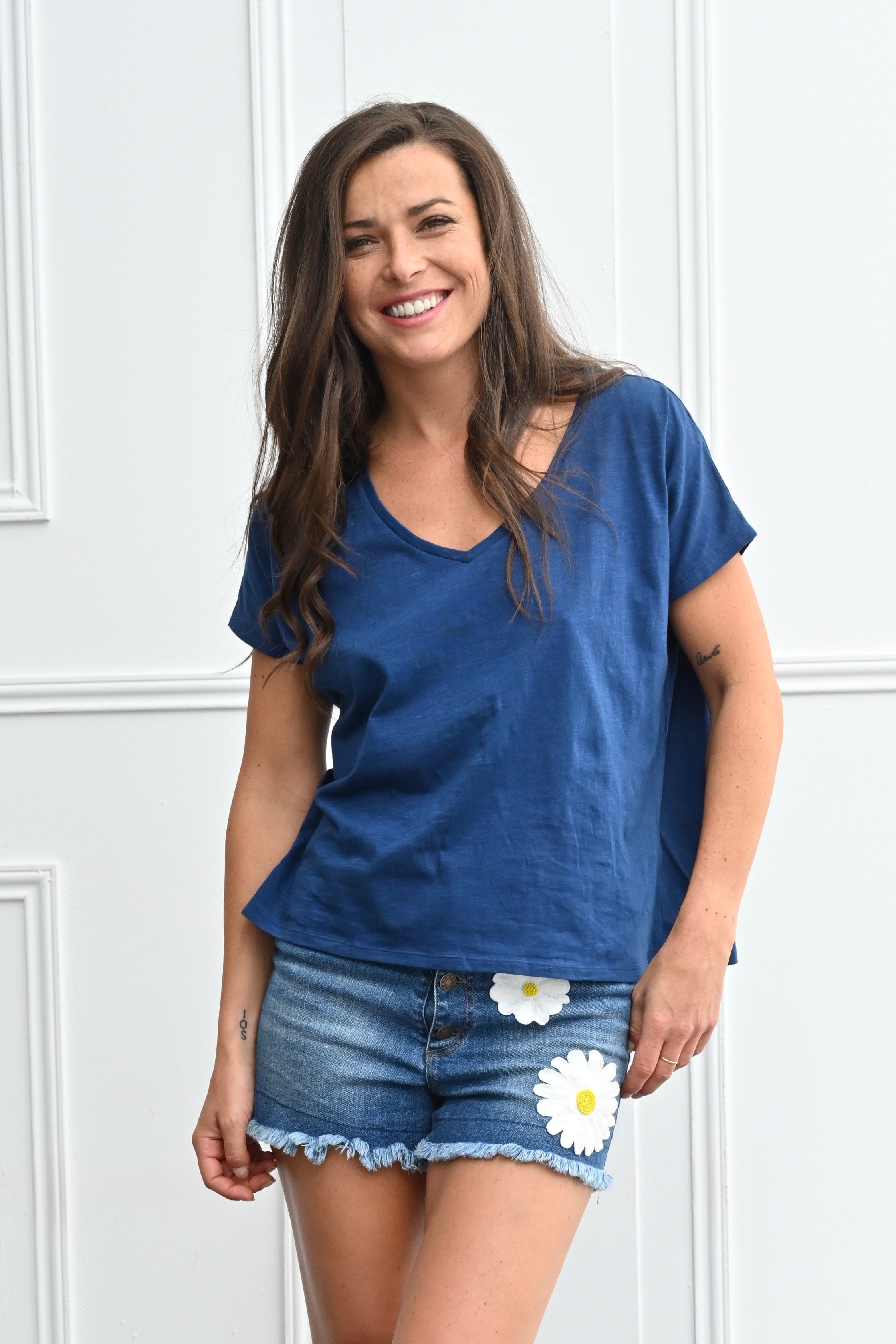 Chicosoleil Roxy Tee-shirt bleu coton oversize