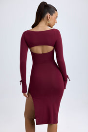 Oh Polly Sawyer 5468 robe midi bordeaux en modal stretch