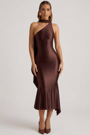 Oh Polly Shaya robe midaxi marron chocolat foulard
