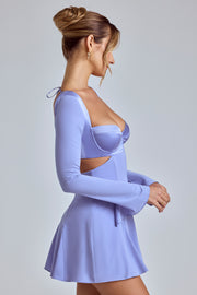 Oh Polly Leotine 8078 mini robe bleu lavande georgette