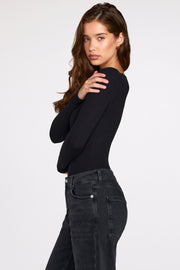 Oh Polly Bodysuits Verity body noir modal cotele dentelle