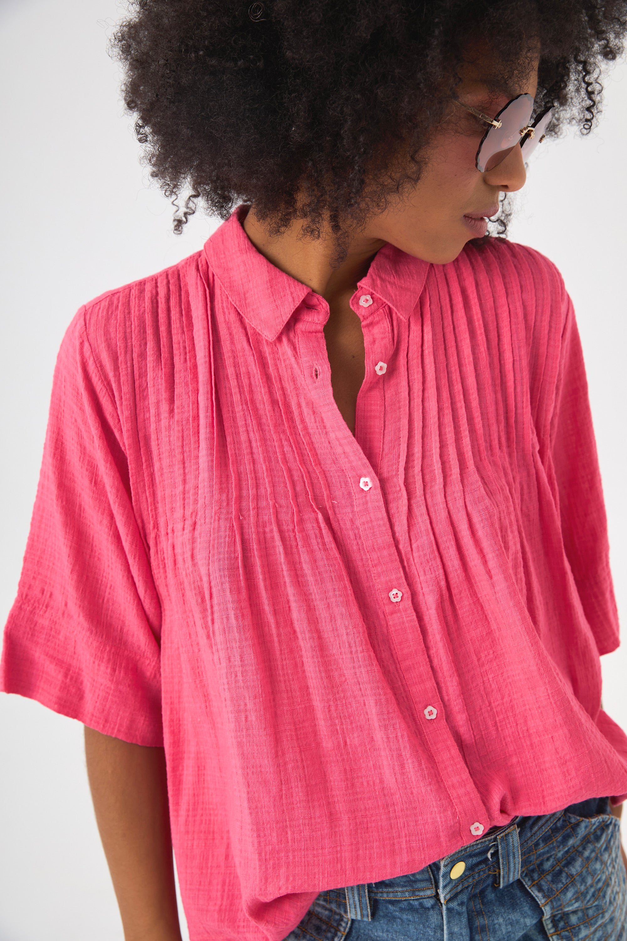 Chicosoleil Rusty blouse rose fuchsia coton viscose