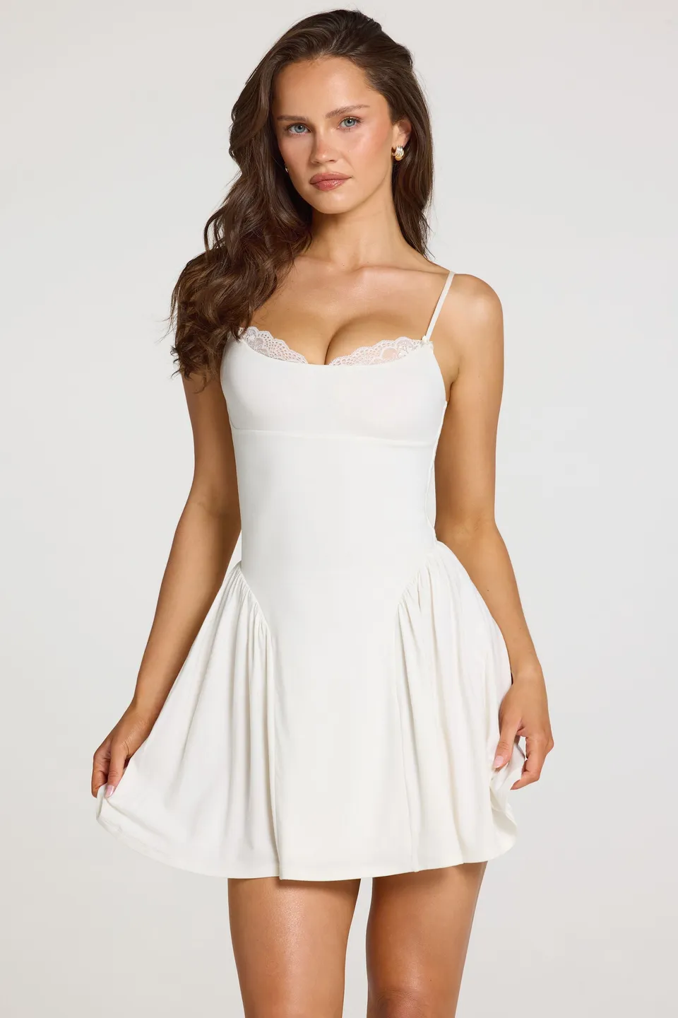 Oh Polly Delphine 16100 mini robe blanche modal dentelle