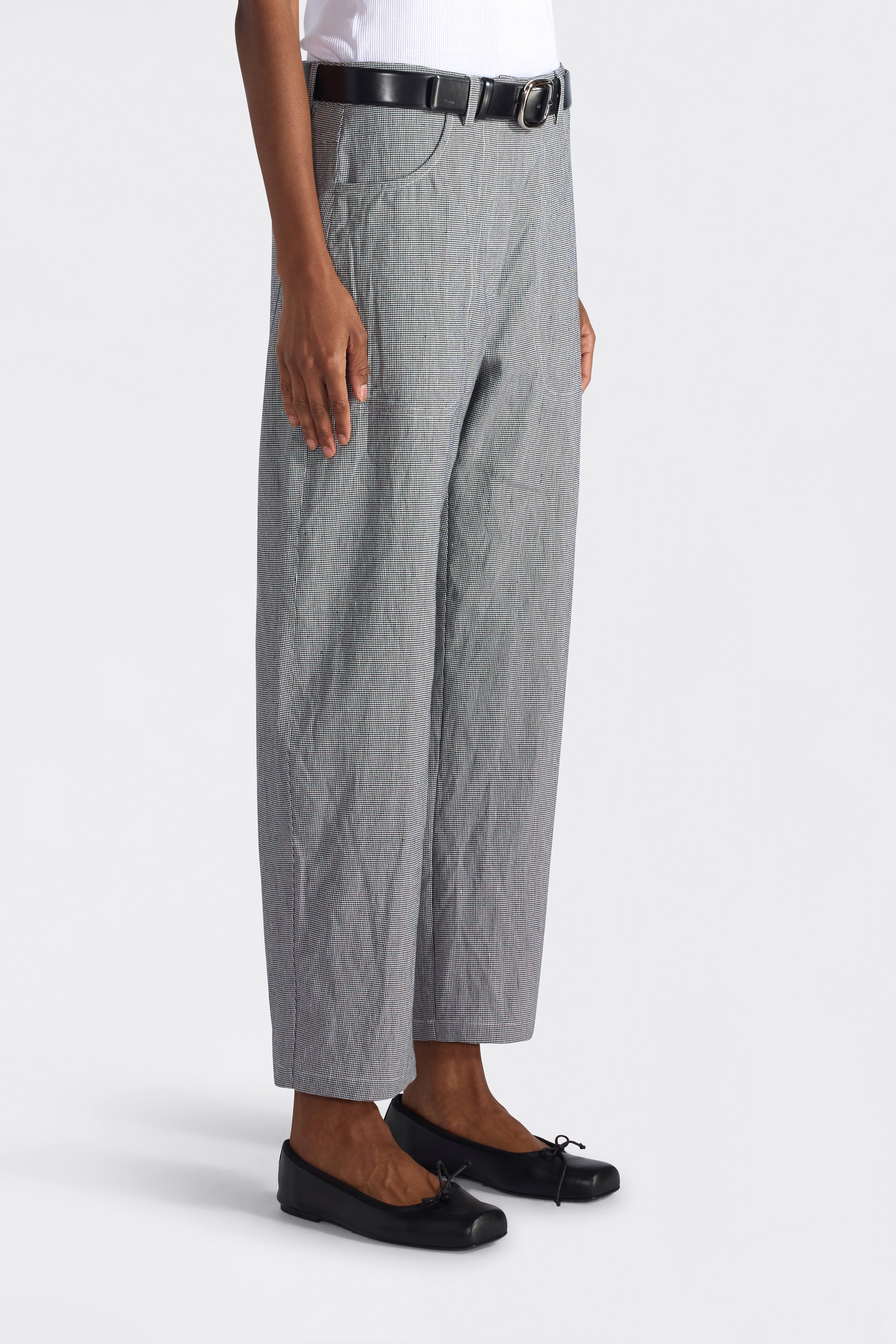 Liviana Conti Gustav pantalon crop pied-de-poule noir lin