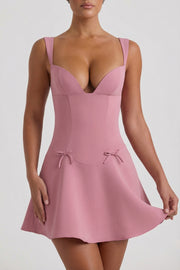 Oh Polly Janelle Robe Mini Rose Poudré Nœuds