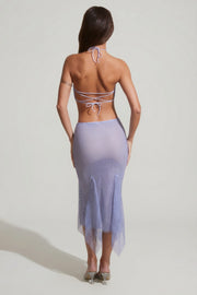 Oh Polly Embellished Kiva 6939 crop top bleu strass