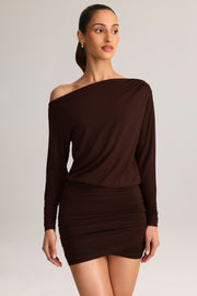Oh Polly Mira mini-robe modal marron chocolat 80 cm