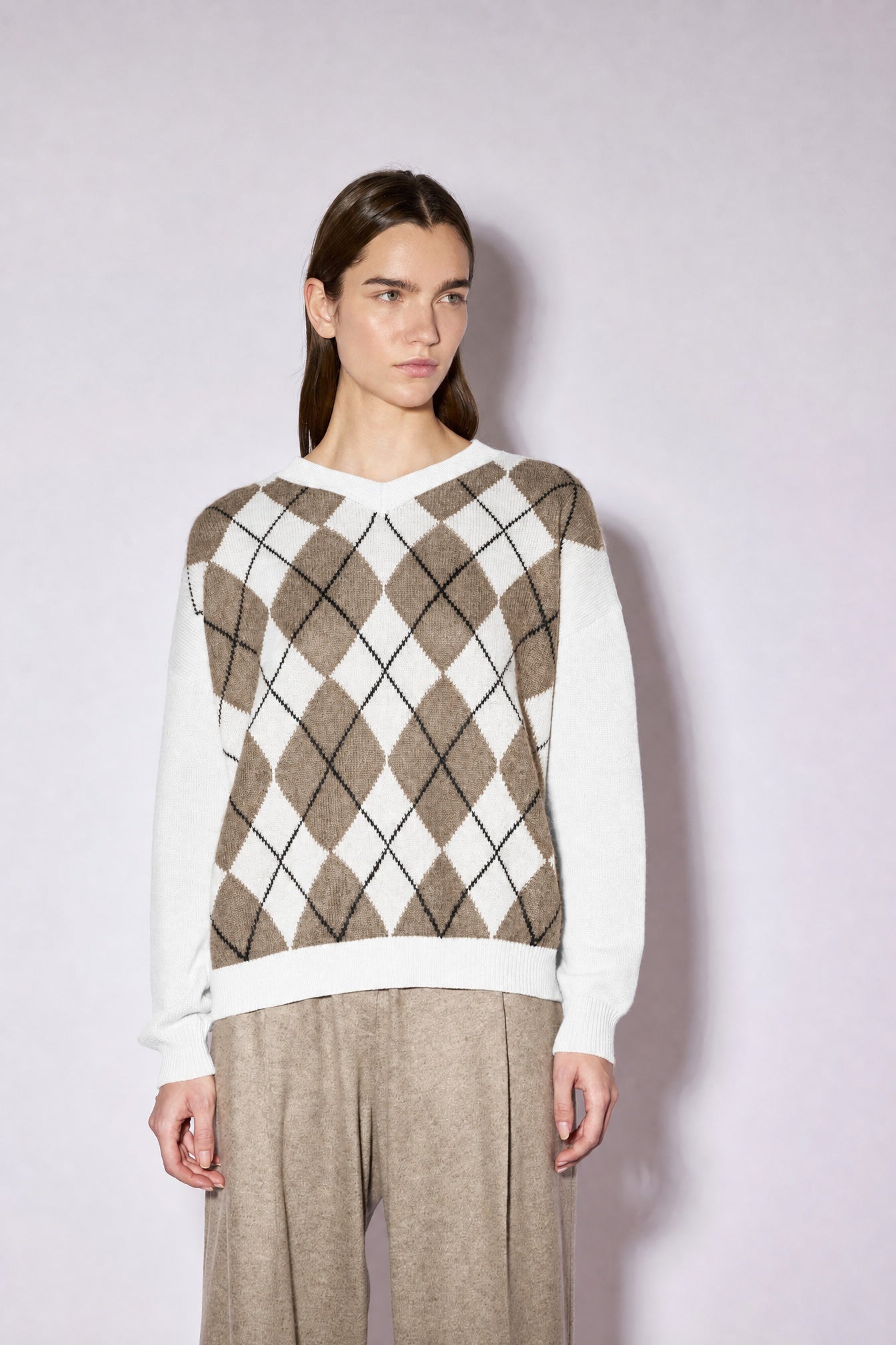 Liviana Conti Mary pull cachemire losanges M