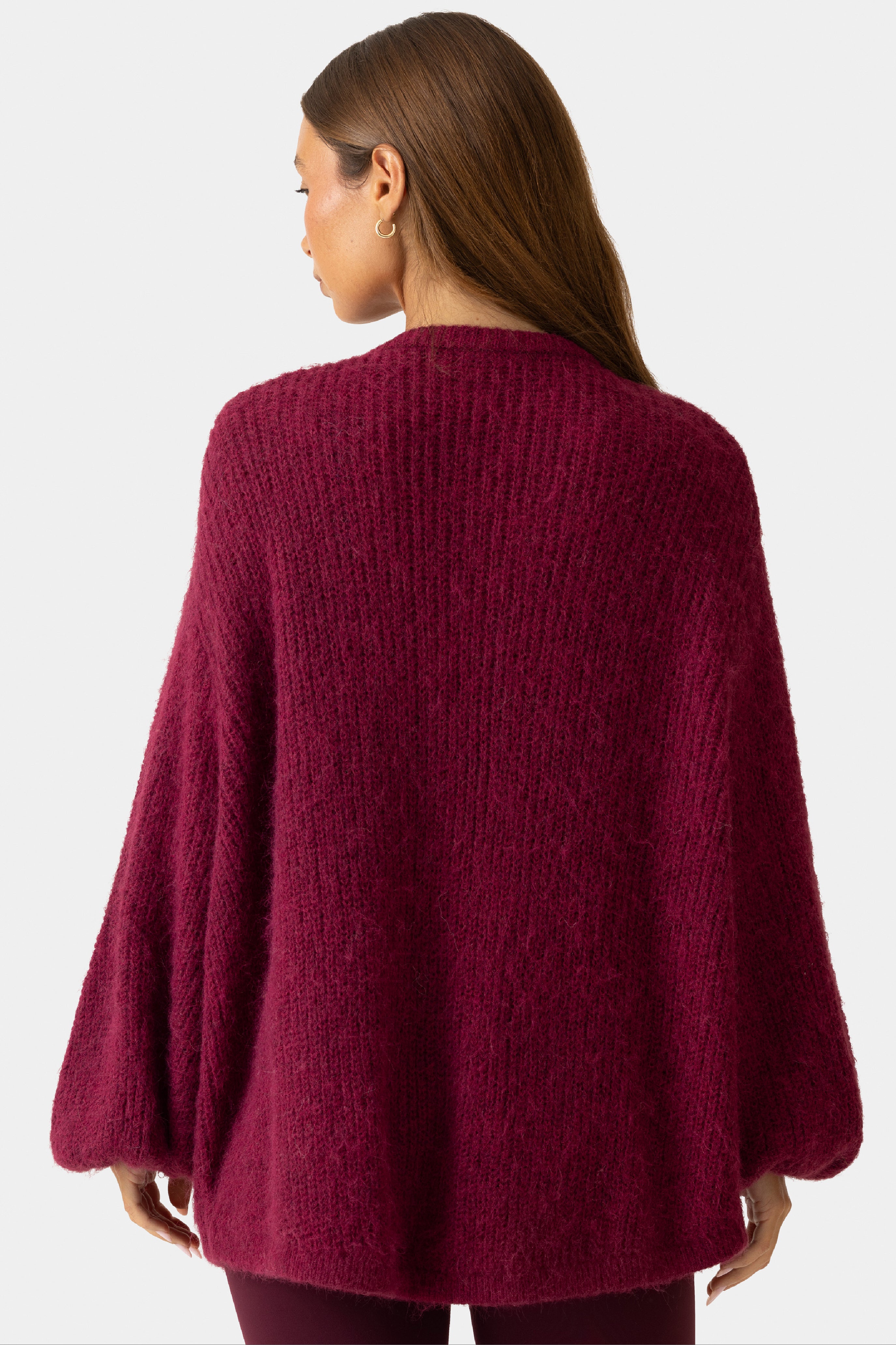 Oh Polly Bo+Tee Cardigan Maille Douce Prune Oversize Taille S