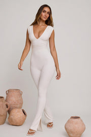 Oh Polly Romana 7744 combinaison blanche col plongeant