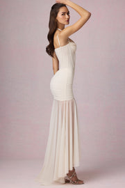 Oh Polly Dresses Haruna 13250 robe corset ivoire maxi fente