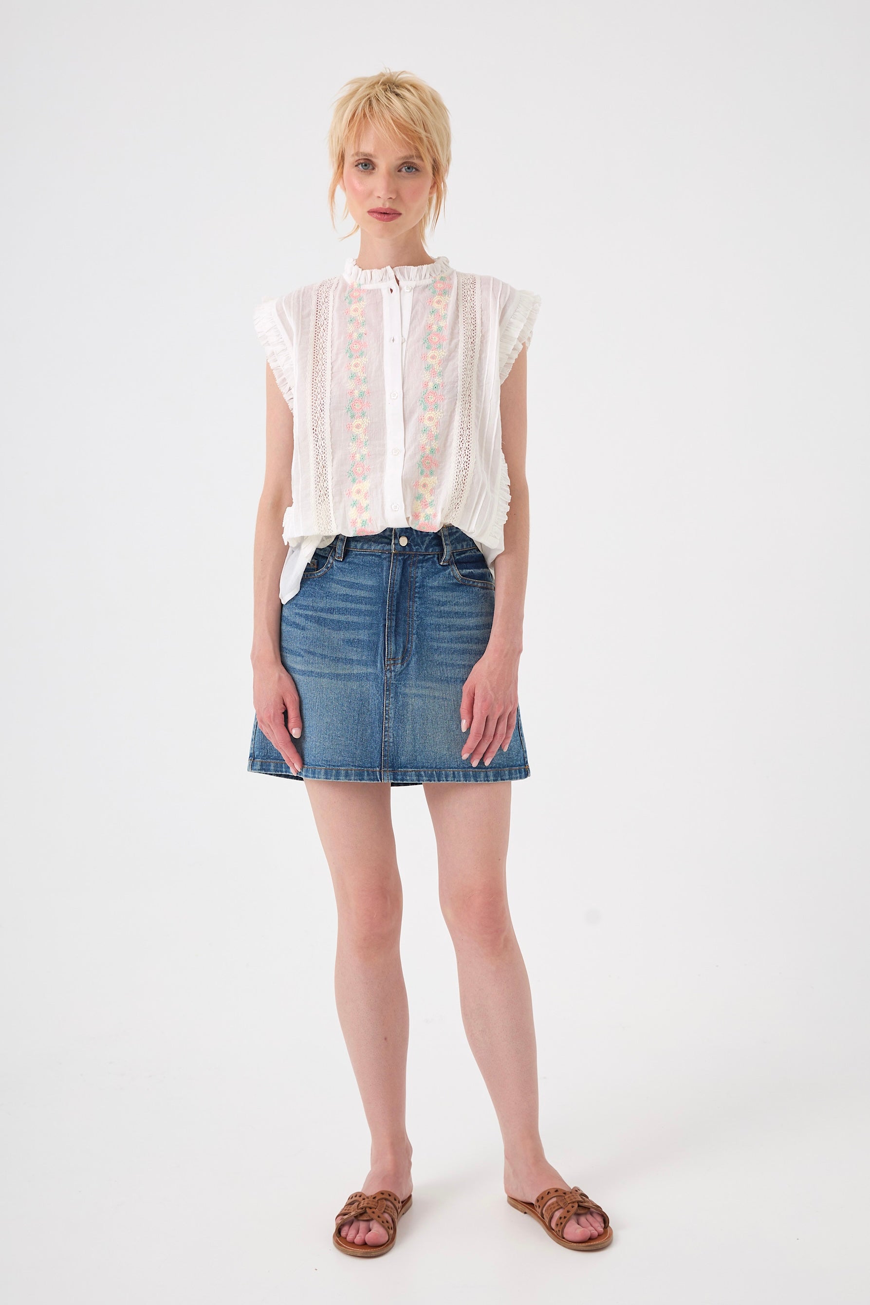 Chicosoleil Sophia top sans manches blanc coton
