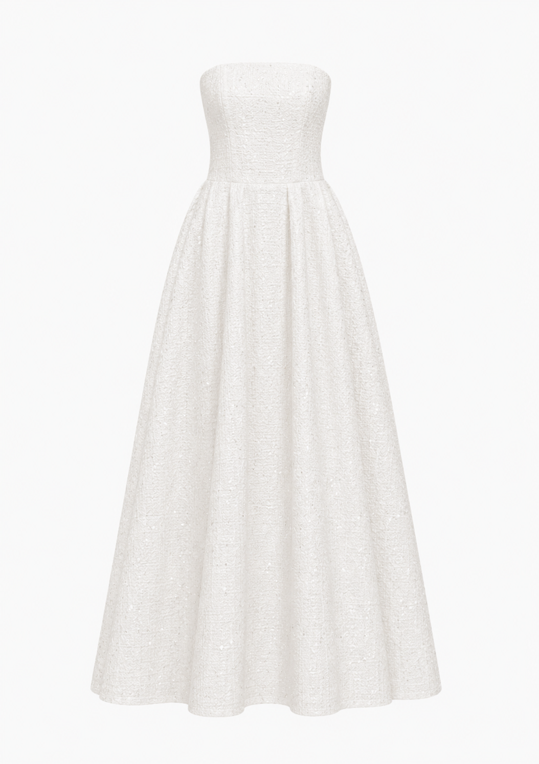 The Ethiquette Mirage robe longue blanche Diamant tweed